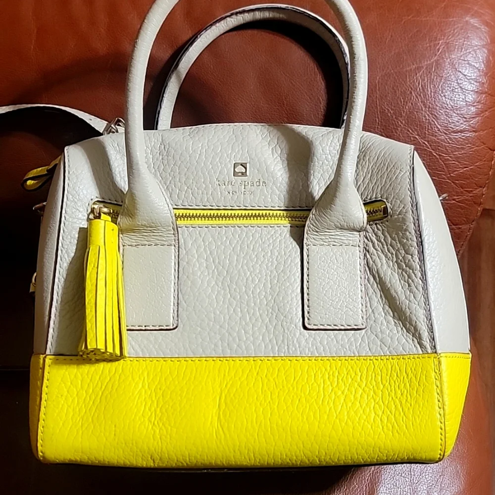 kate spade Cream and Yellow Leather Shoulder Bag